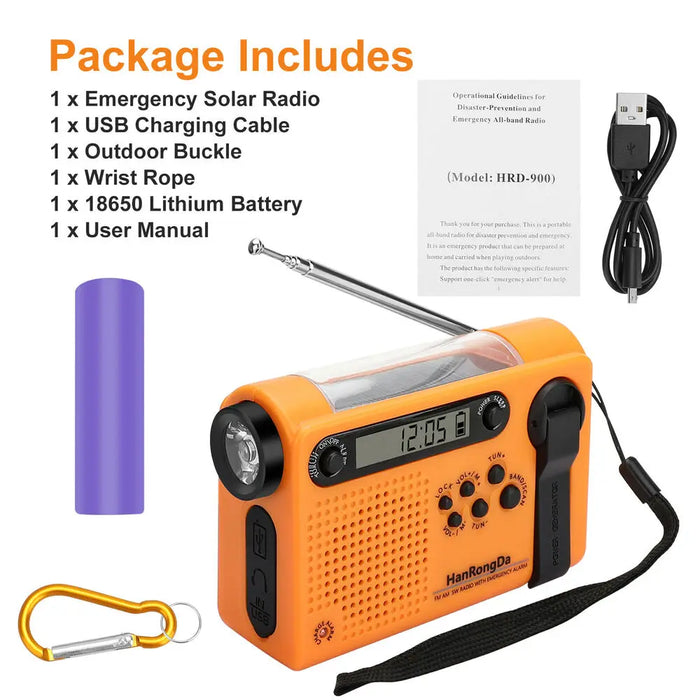 Portable Solar Hand Crank Radio 3 In 1 2000mAh Power Bank Phone Charger Flashlight Emergency Radio AM/FM/SW Weather Radios