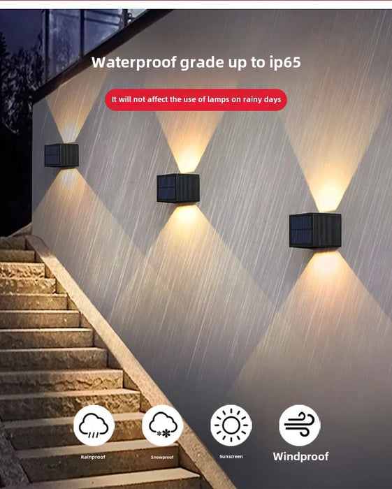 Solar Powered Outdoor Wall Light, Decorative Garden Fence Lamp for Landscaping, Waterproof Patio Wall Washer Light
