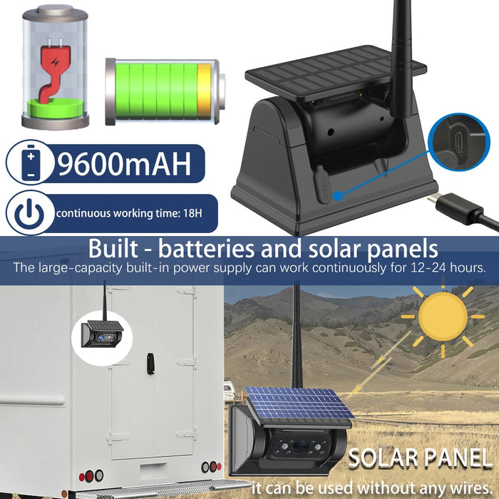 Solar Powered Reverse Camera, WIFI Wireless Camera, Car Mounted Camera, Magnetic Suction Camera Suitable for RVs and Trucks