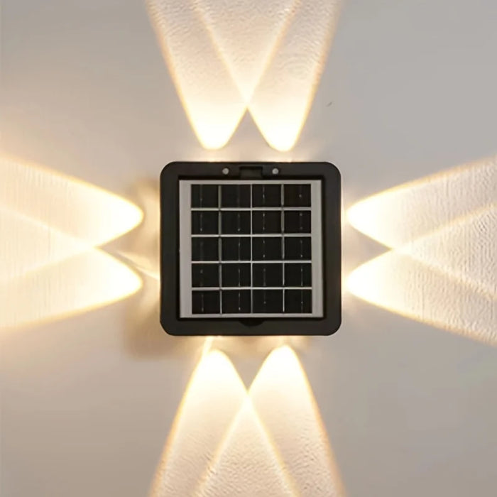 Solar Outdoor Ambient Wall Lamp Four Sided Lighting for Courtyard Garden Porch Front Door Staircase Waterproof Solar Fence Light