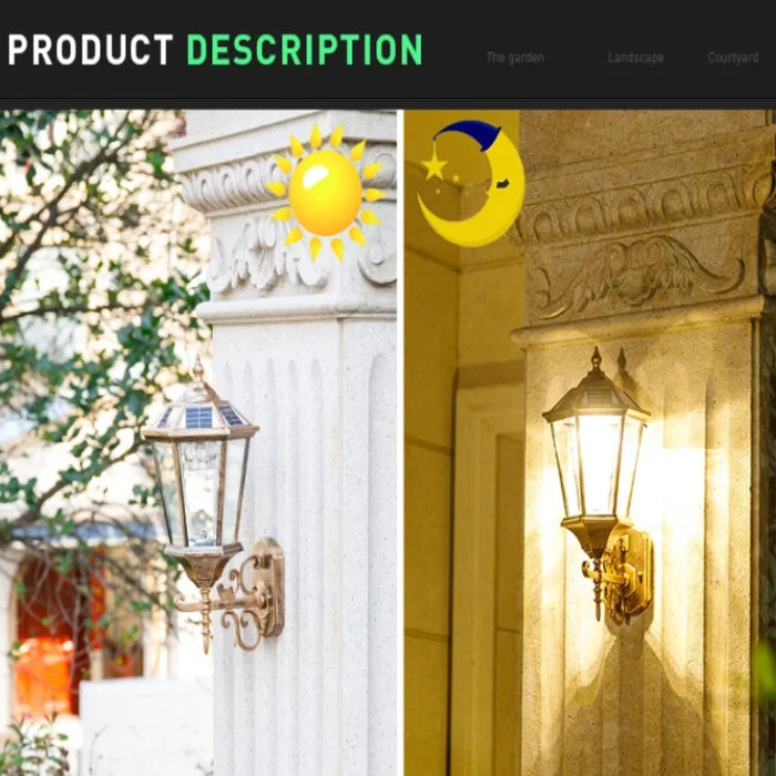 Solar Wall Lamps Outdoor Waterproof Lighting External European Style Villa Patio Light Home Gate Balcony Porch Rustproof Lights