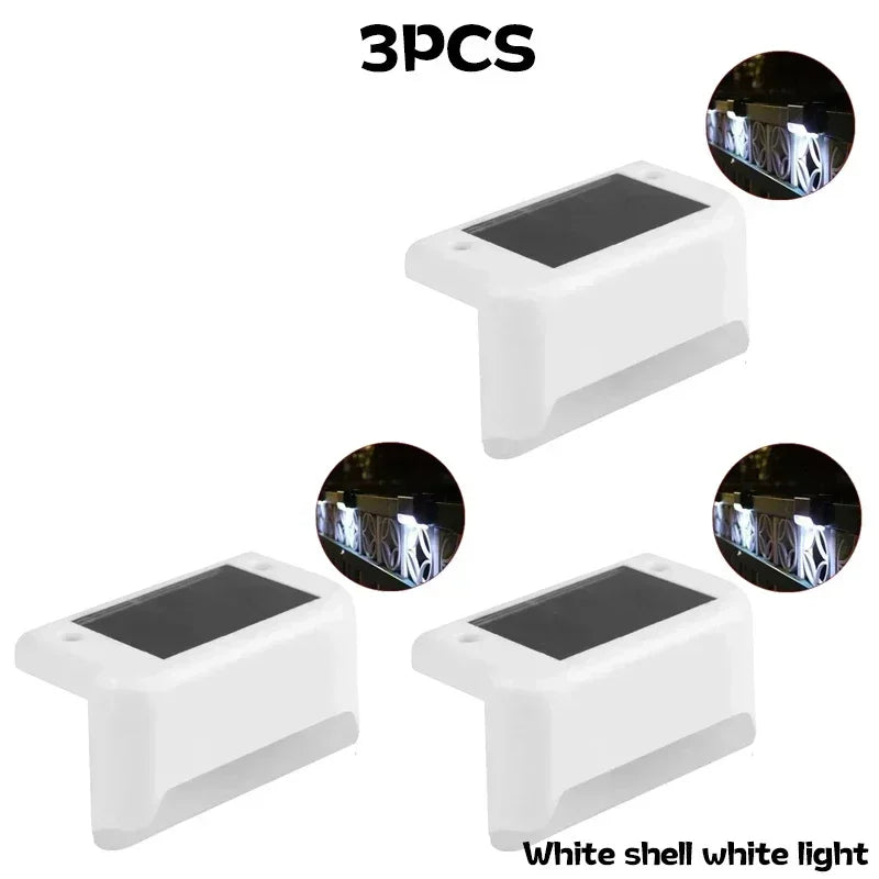 Solar Powered Step Lights Outdoor Fence Lights Waterproof Staircase Step Lights Courtyard Railings Balcony Decorative Wall Light