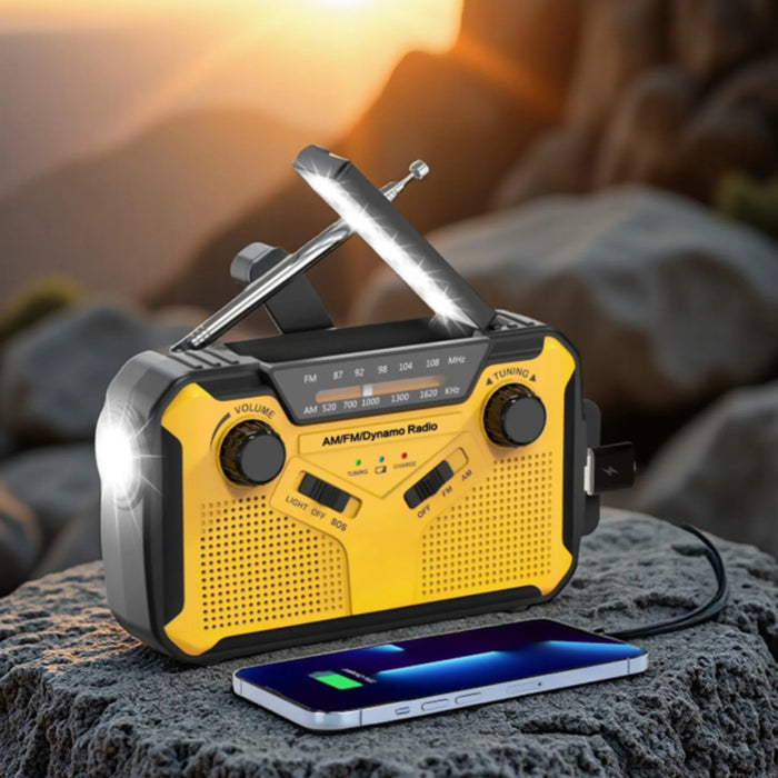 Emergency Solar Hand Crank Radio, AM/FM Portable with 2500mAh Power Bank & LED Light for Outdoor