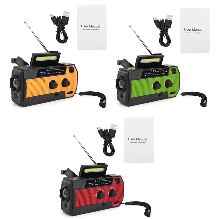 Multi-function Emergency Radio Hand Crank Emergency Radio Solar Crank Portable Outdoor Radio with USB Charging and SOS Alarm