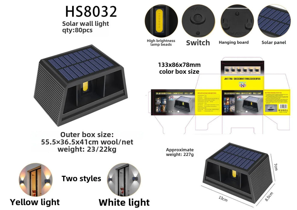 Solar Powered Outdoor Wall Light, Decorative Garden Fence Lamp for Landscaping, Waterproof Patio Wall Washer Light