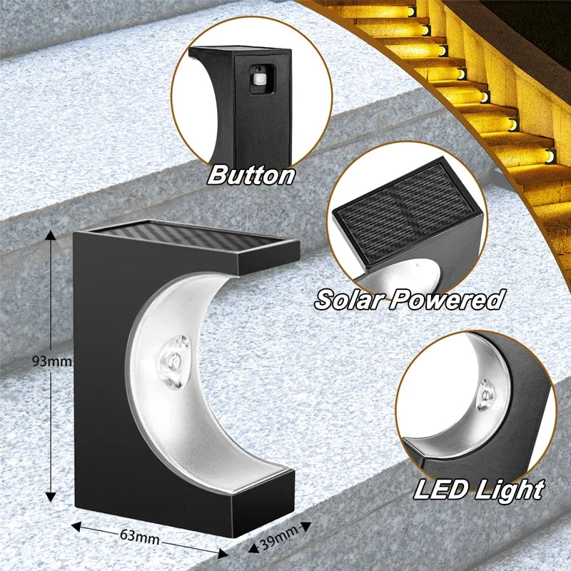 1/4PCS LED Step Lamp Solar Stair Light Outdoor IP65 Waterproof Solar Light for Garden Deck Path Balcony Decor Lighting