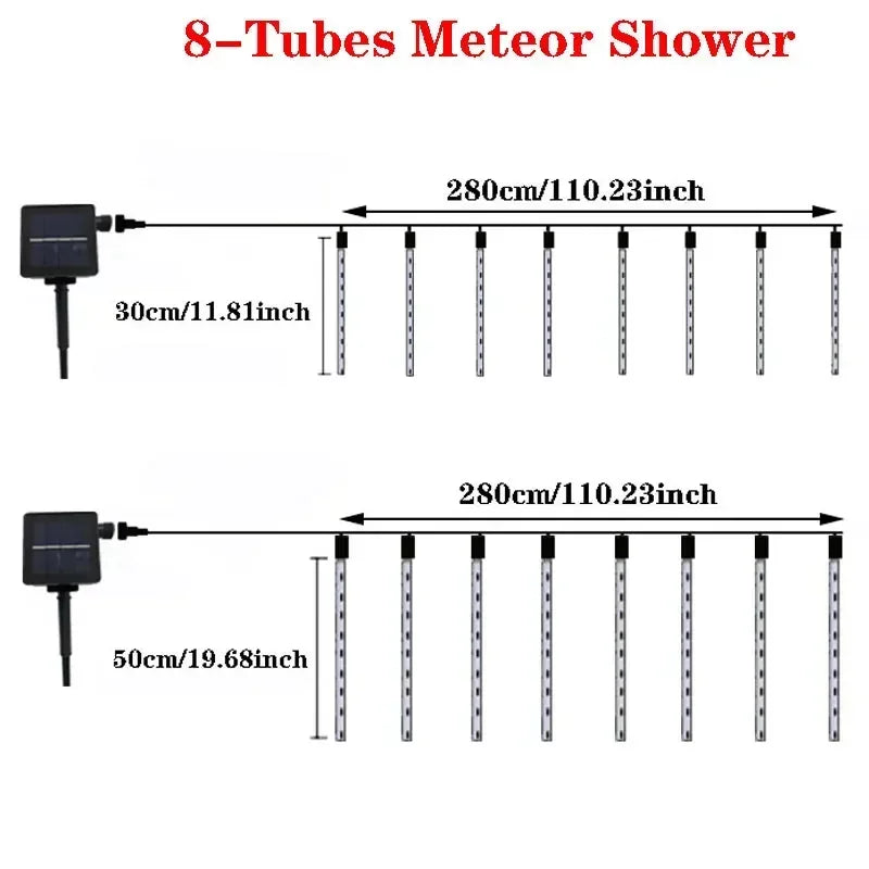 LED Meteor Shower String Light Christmas Wedding Party Solar Garland Lamp Summer Garden Decoration Festoon Solar Outdoor Lights