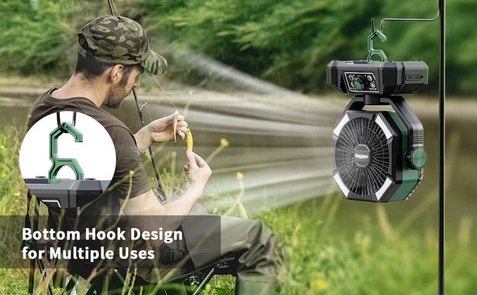 coldSky Camping Fan with 4 LED Lantern 8 Speeds Desk Fan 20000mAh Battery Portable Outdoor Fan for Outdoor Camping and Fishing