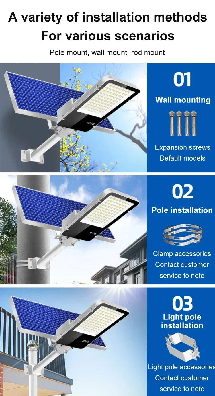 Super Bright Solar Street Light Outdoor IP67 Waterproof 3000mAh Auto on/Off Garden Lighting for Home Pathway Dusk To Dawn