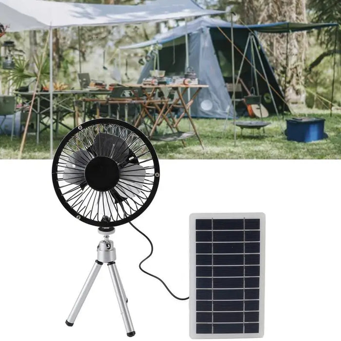Solar Powered Outdoor Fan 10W Multipurpose Solar Camping Fan Outdoor Cooling Fan USB Charging Solar Panel Fan Portable Solar Fan