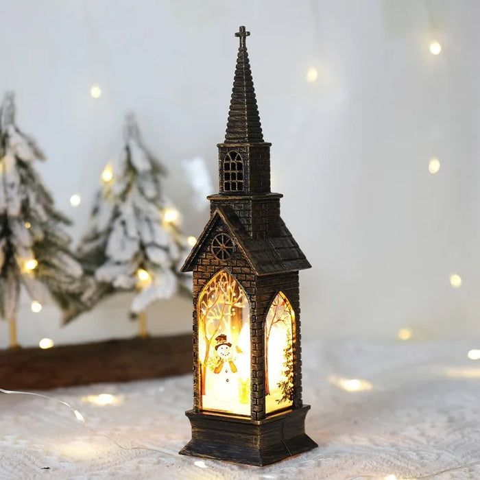 Christmas Church Small Wind Light Santa Claus Snowman Elk Xmas Pendants Noel Navidad Merry Christmas Decor 2025 Happy New Year