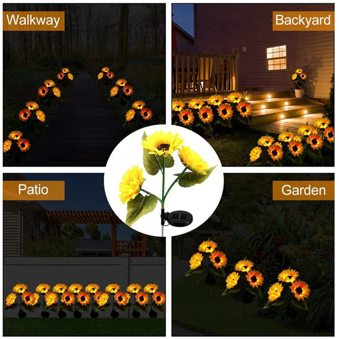 LED Solar Sunflowers Rose Flower Light Home Decorative Flower Lights Garden Decoration Lawn Lamp Waterproof Landscape Rose Light