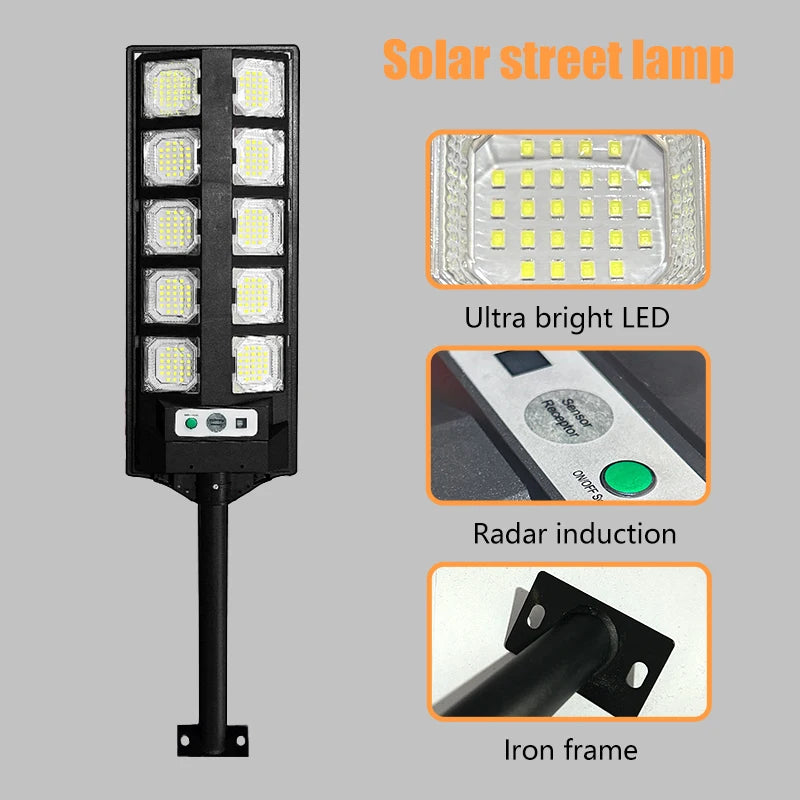 1Pc 10-Hole Solar Street Light, 6500K Solar Light Outdoor Dusk to Dawn, Outdoor Solar Safety Light with Motion Sensor and Remote Control, Suitable for Courtyard, Garage, Road, Outdoor Garden Lighting, Suitable for Small Diame