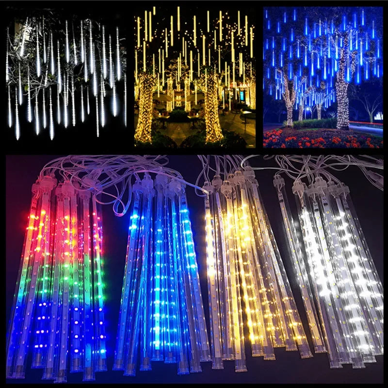 Solar LED String Lights 30CM Meteor Shower Fairy Garland Outdoor Garden Street Lamp Christmas Tree Decorations
