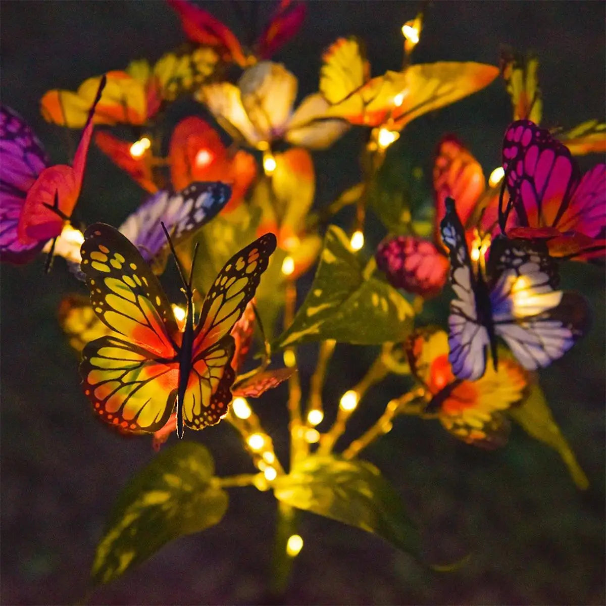 Solar Led Butterfly Flower Light Lights For Decoration Outdoor Panel Fence Lighting Garden Waterproof Landscape With Lawn Ground