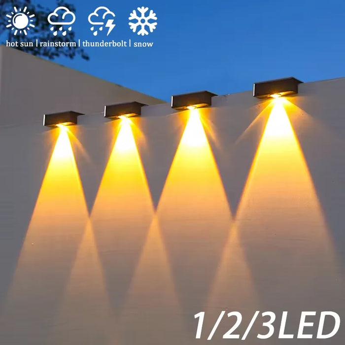 Solar Wall Lights Outdoor Square Solar Wireless Wall Mount Lights IP65 Waterproof Outdoor Wall Lamps Decorative for Garden