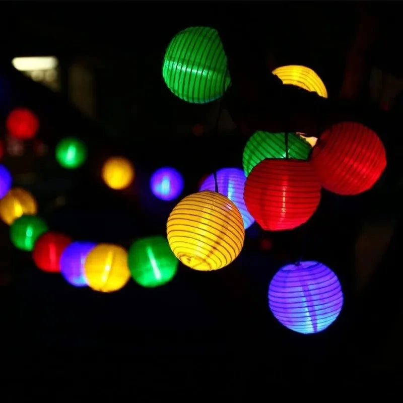 Solar Lantern String Lights Waterproof Outdoor LED Garland Fairy Light Patio Garden Decoration Light for Christmas Wedding Party