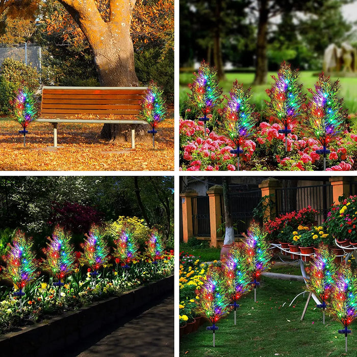 1pcs Solar Christmas Pine and Cypress Lawn Lamp LED Festive Garden Spike Decorative Standing Garden Lamp Waterproof Garden Spot