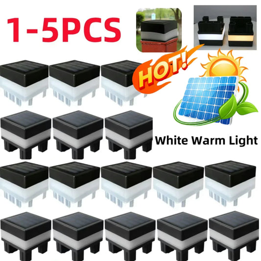 1-5Pcs Solar LED Fence Lamp Pillar Light Easy Installation Waterproof Outdoor Lamp GlowIing Path Yard Lights for Garden Decor