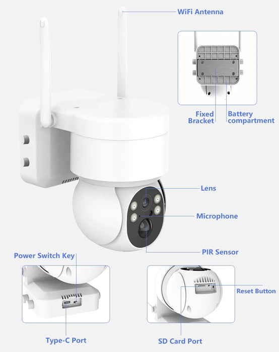 Solar WIFI Camera Outdoor 4MP Video Surveillance Wireless IP Camera With 7800mAh Recharge Battery PIR Human Detecte Security Cam