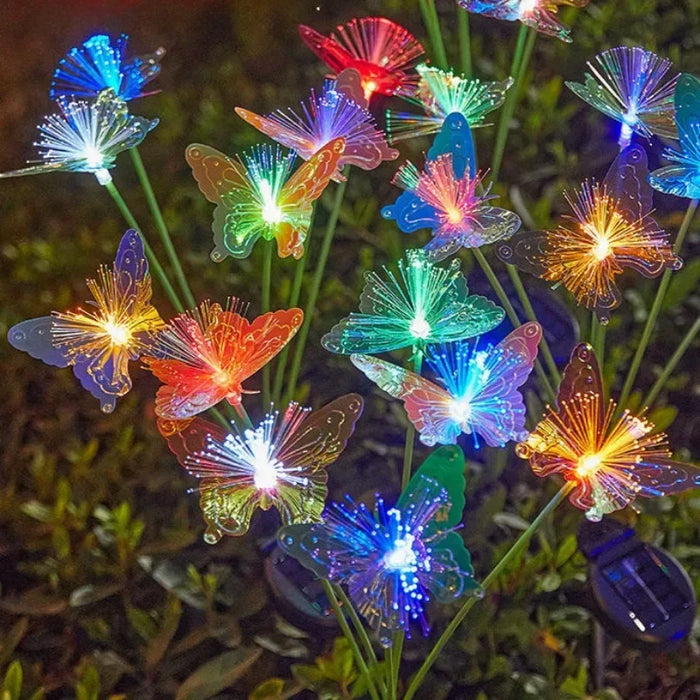 Solar Butterfly Fiber Optic Flower LED Solar Lights Outdoor Wedding Party Decor Garden Garland Lawn Lamp for Yard Patio Decor