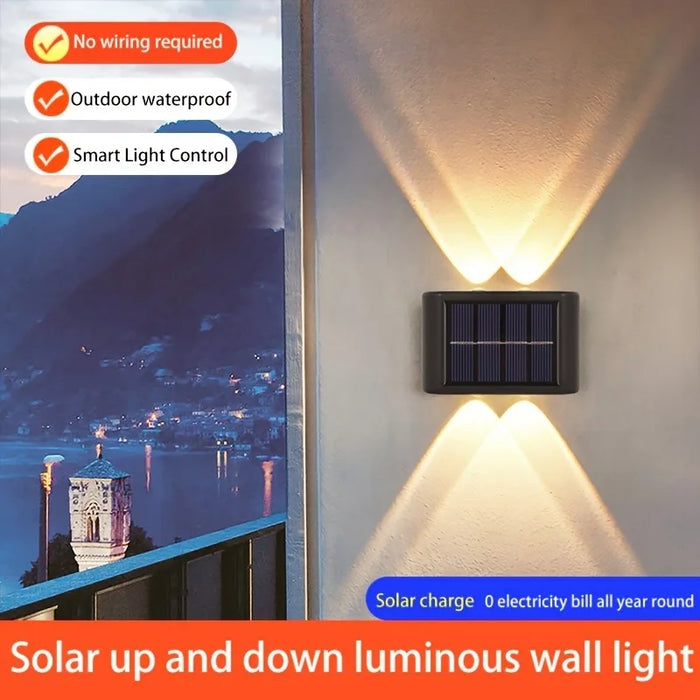 2PCS Solar Fence Lights Outdoor - 6/4 LED Dual-Sided Wall Lighting, Waterproof IP65 for Garden/Pathway Decor, Auto Dusk-to-Dawn