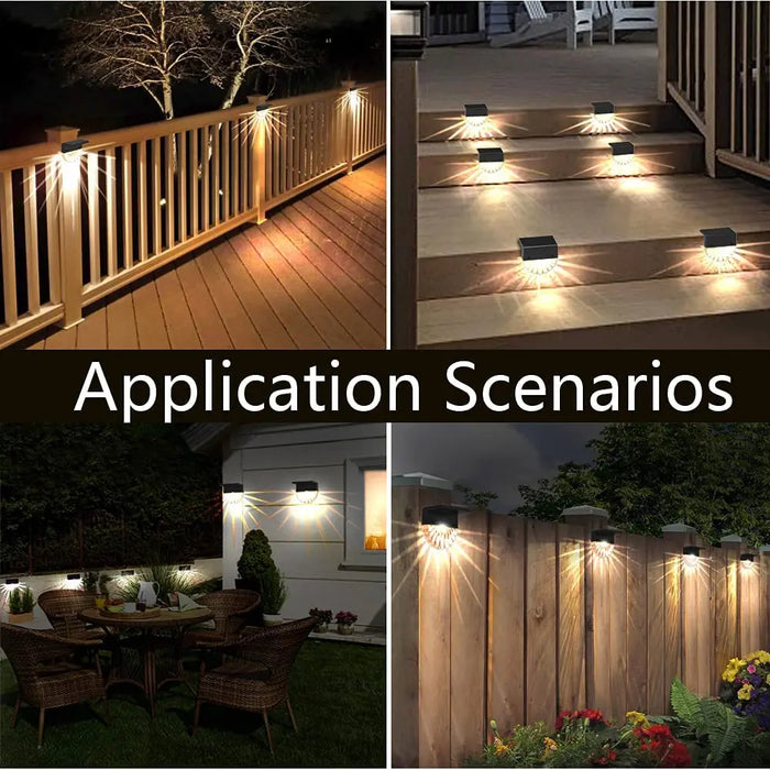 Solar Fence Lights Outdoor Waterproof Color Glow And Warm White Acrylic Led Powered Deck Post Cap Patio Yard Decorative Lamp